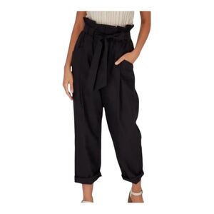 Brunello Cucinelli Monili Paper Bag Waist Trousers Pants Black 12